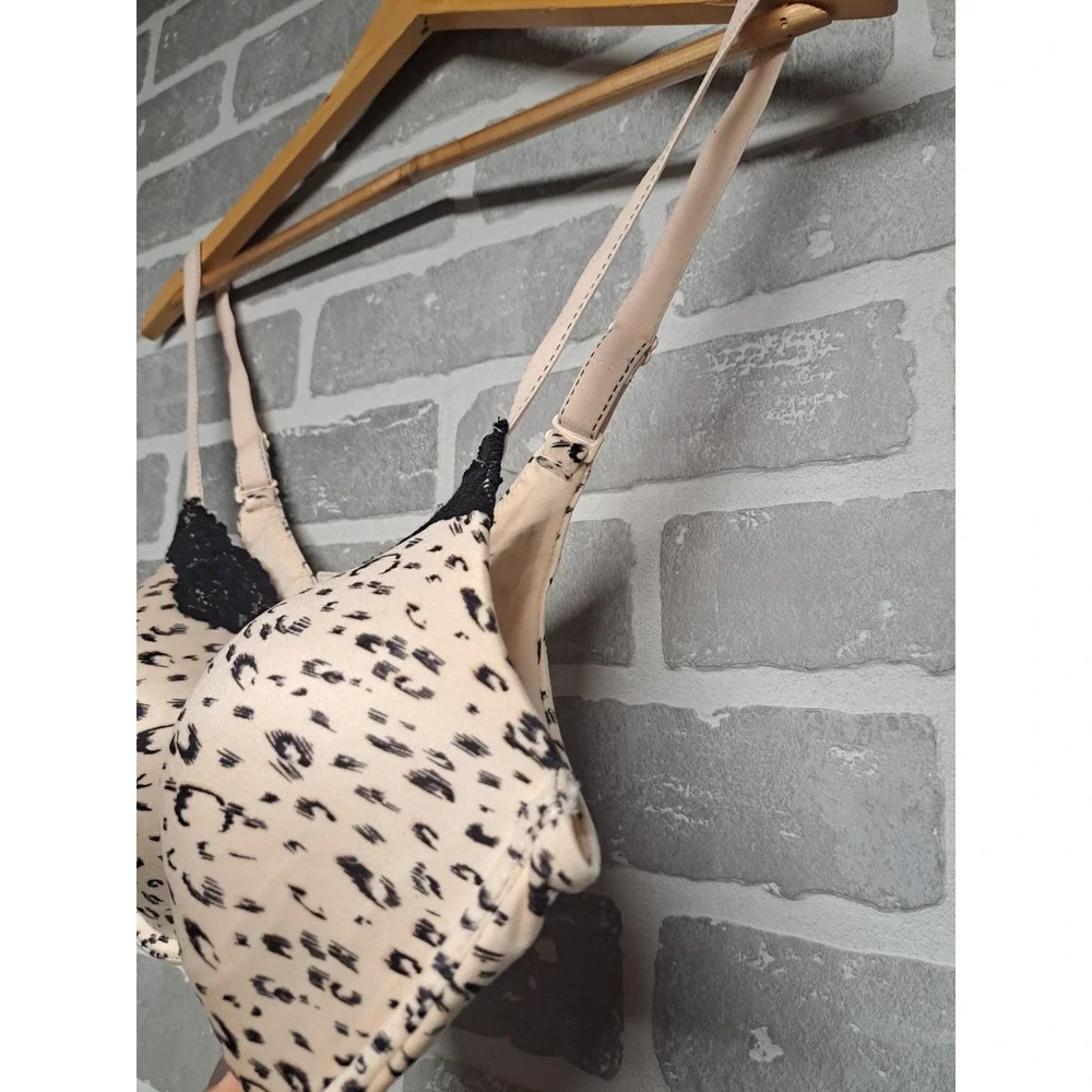 MAIDENFORM T-SHIRT BRA SMARTZONE CUPS BEIGE LEOPARD PRINT‎ MODEL 09404 SIZE 36DD